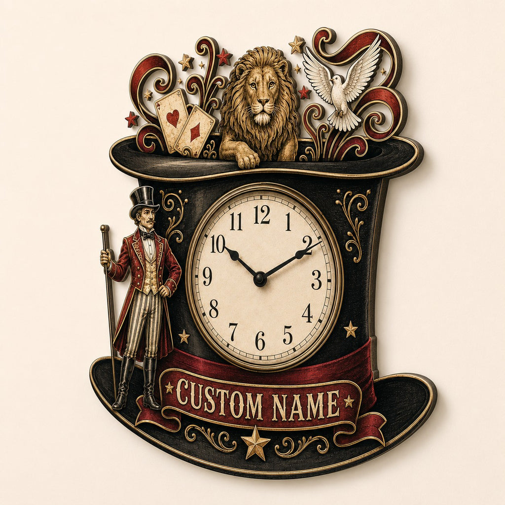 Stage magic enthusiasts Custom Name Wall Clock — personalized with a custom name