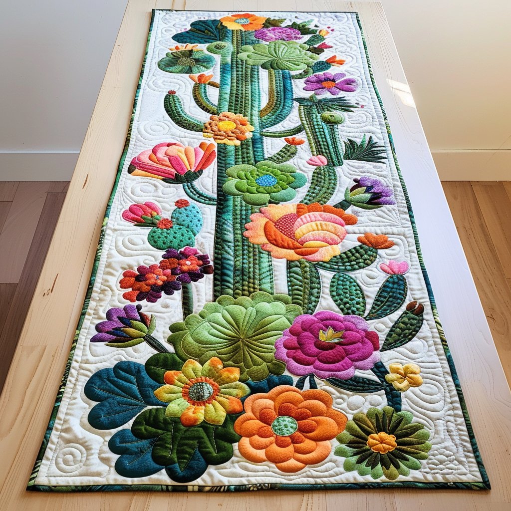 Cacti Blooms Table Runner