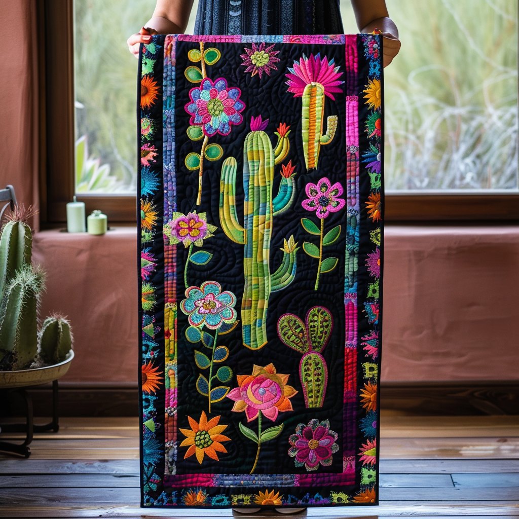 Cacti Splendor Colorful Table Runner