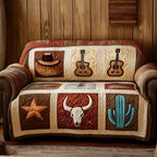 Western Guitars and Longhorn Blocks Sofa Cover