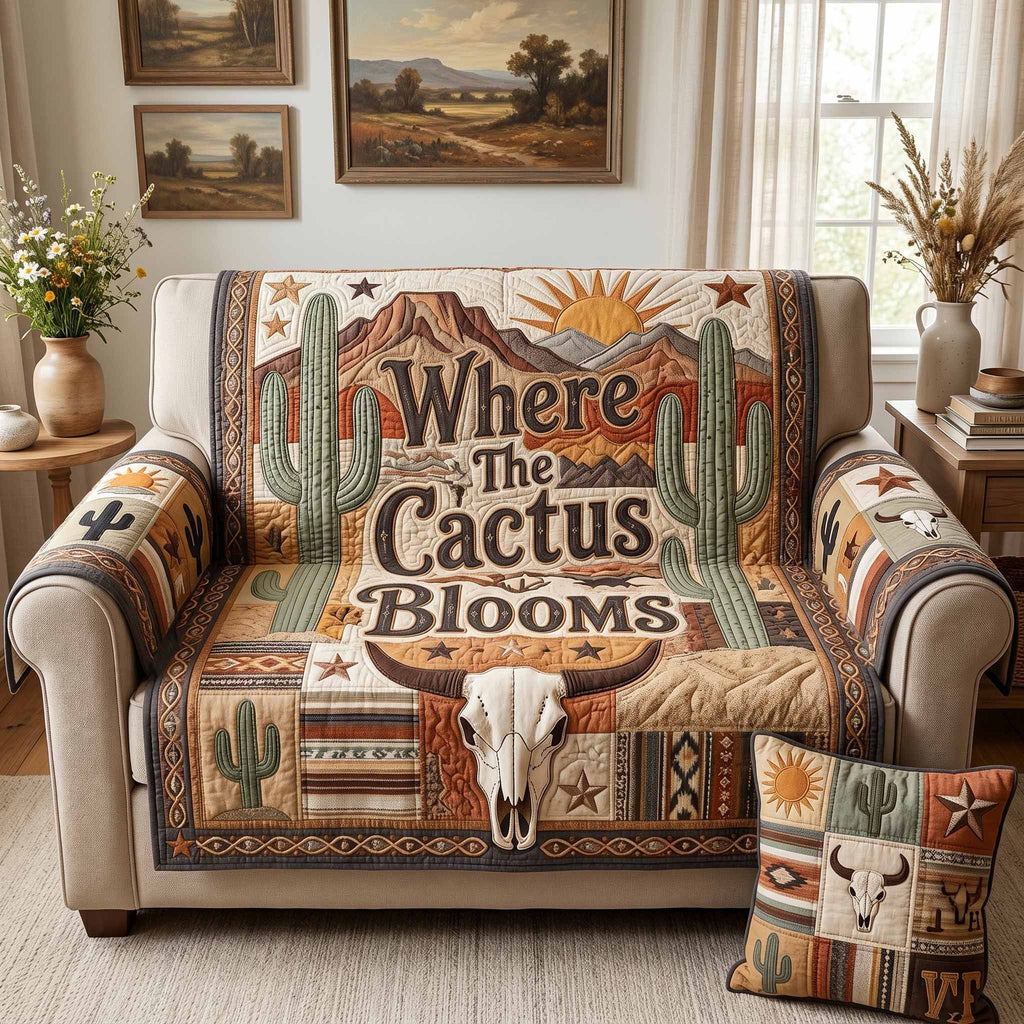 Where the Cactus Blooms Sign Sofa Cover