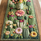 Cactus Garden with Pink Blooms Table Runner