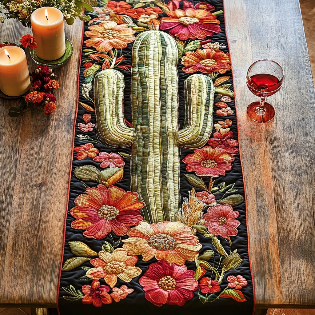 Cactus Flower Table Runner