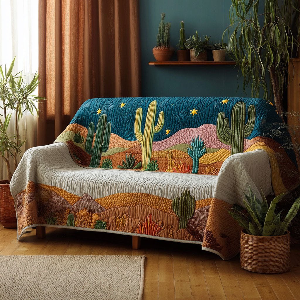 Starry Desert with Cactus Sofa Cover
