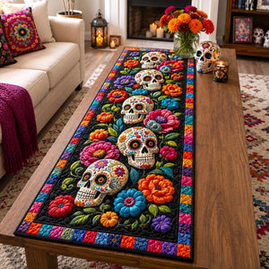 Day of the Dead Skulls in Bloom Table Runner - Made to Order