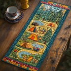 Bright Tents at the Campground Table Runner