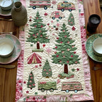Pine Trees and Campers on Cream Table Runner
