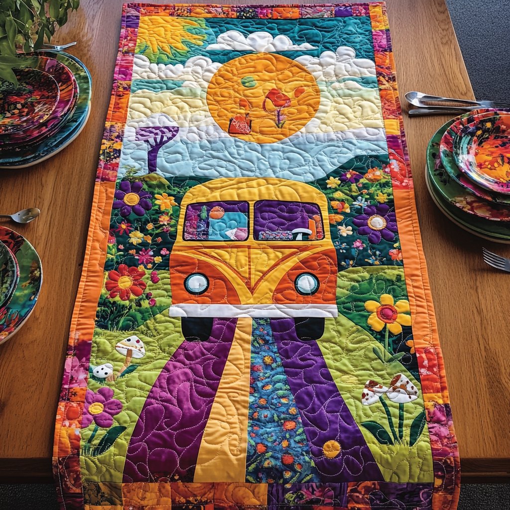 Camping Hippie Table Runner
