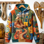 Hiking Boots and Snowshoes hoodie, all-over print