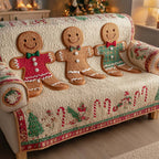 Gingerbread Men in Knitted Jumpers Sofa Cover