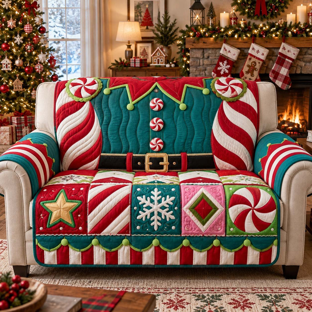 Candy Cane Elf Sofa Cover