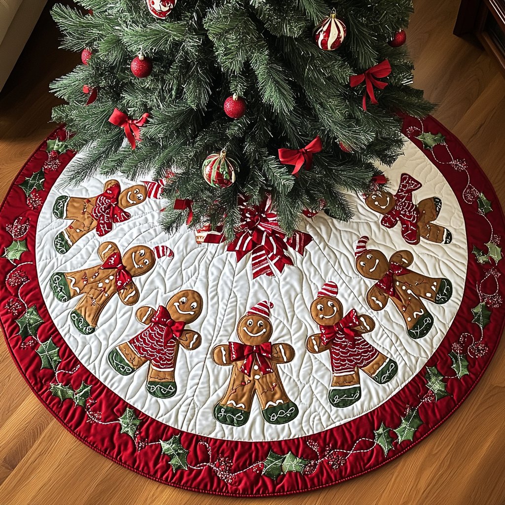Candy Cane Ginger Magic Christmas Tree Skirt