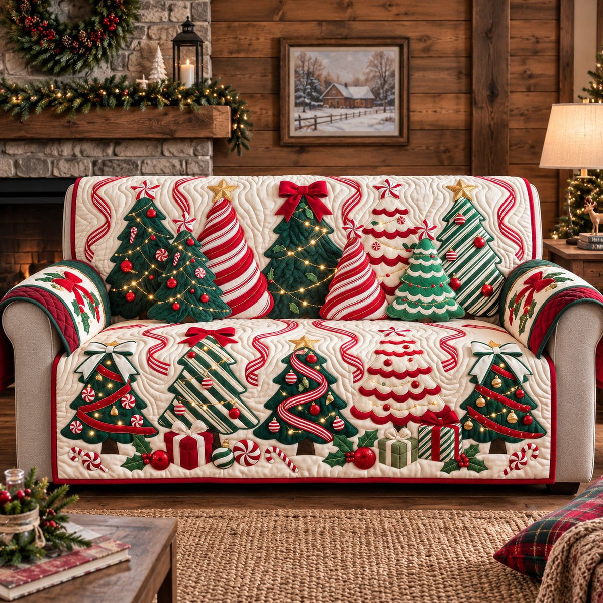 Candy Cane Trees Sofa Cover