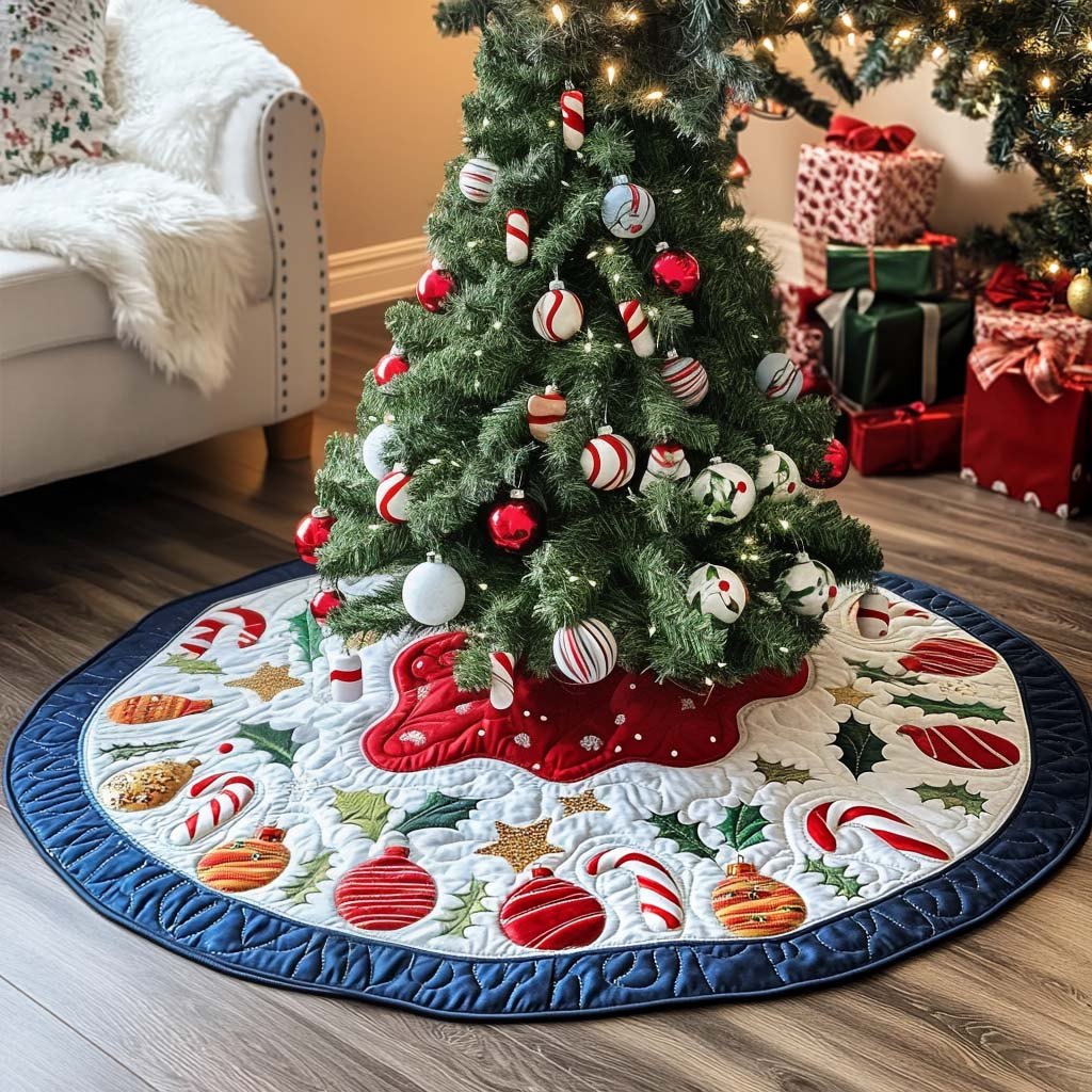 Candy Stripe Delight Christmas Tree Skirt
