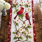 Cardinal Pair on a Dogwood Branch Table Runner