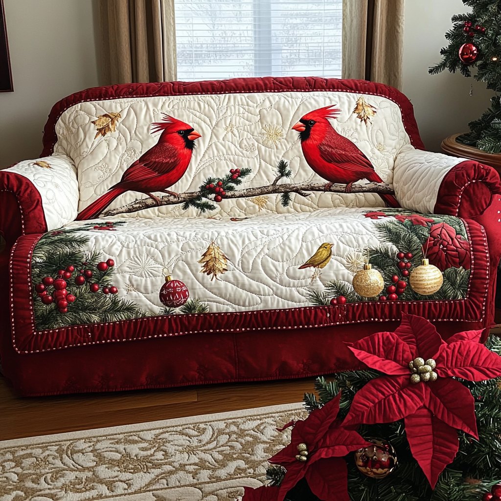 Cardinal on the Berry Branch Sofa Cover
