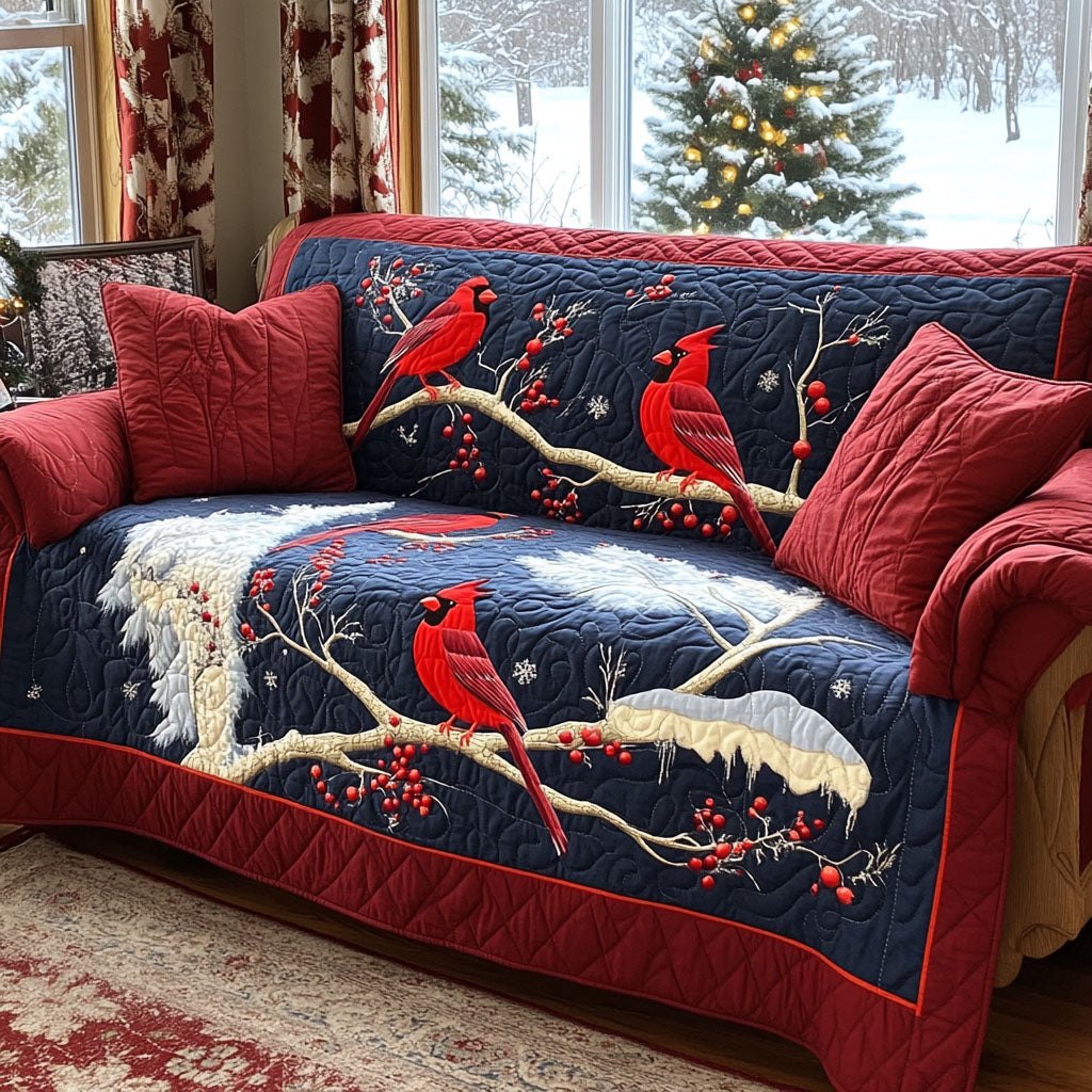 Cardinals on a Snowy Bough Sofa Cover