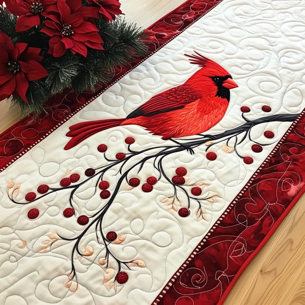 Cardinal Christmas Serenade Table Runner