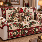 Cardinal Faith Cross Lilies Sofa Cover