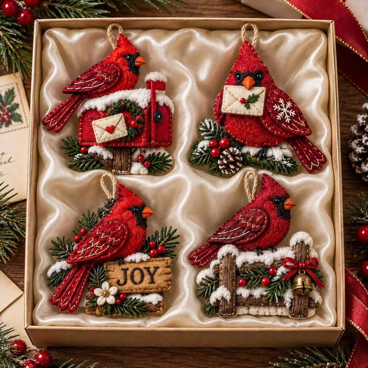 Cardinal Mail Ornament Gift Set