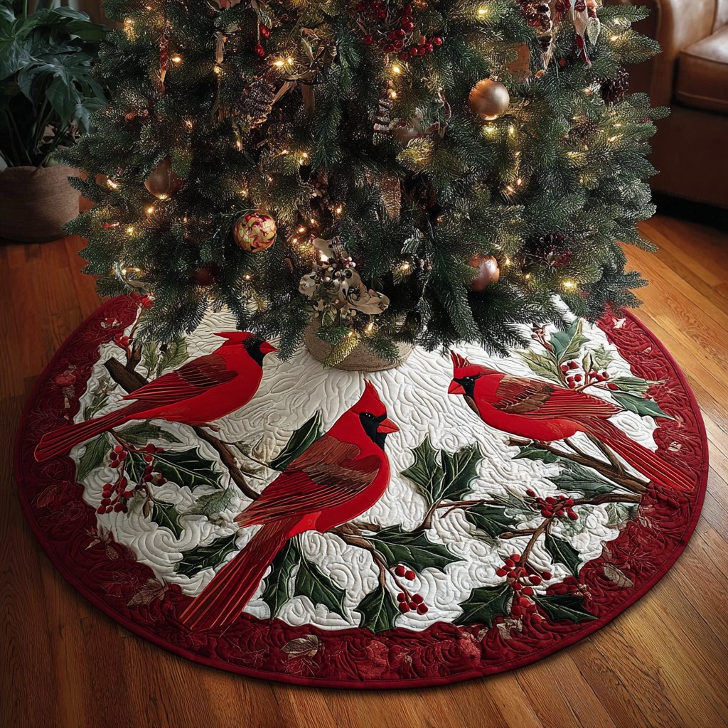 Cardinal Meadow Christmas Tree Skirt