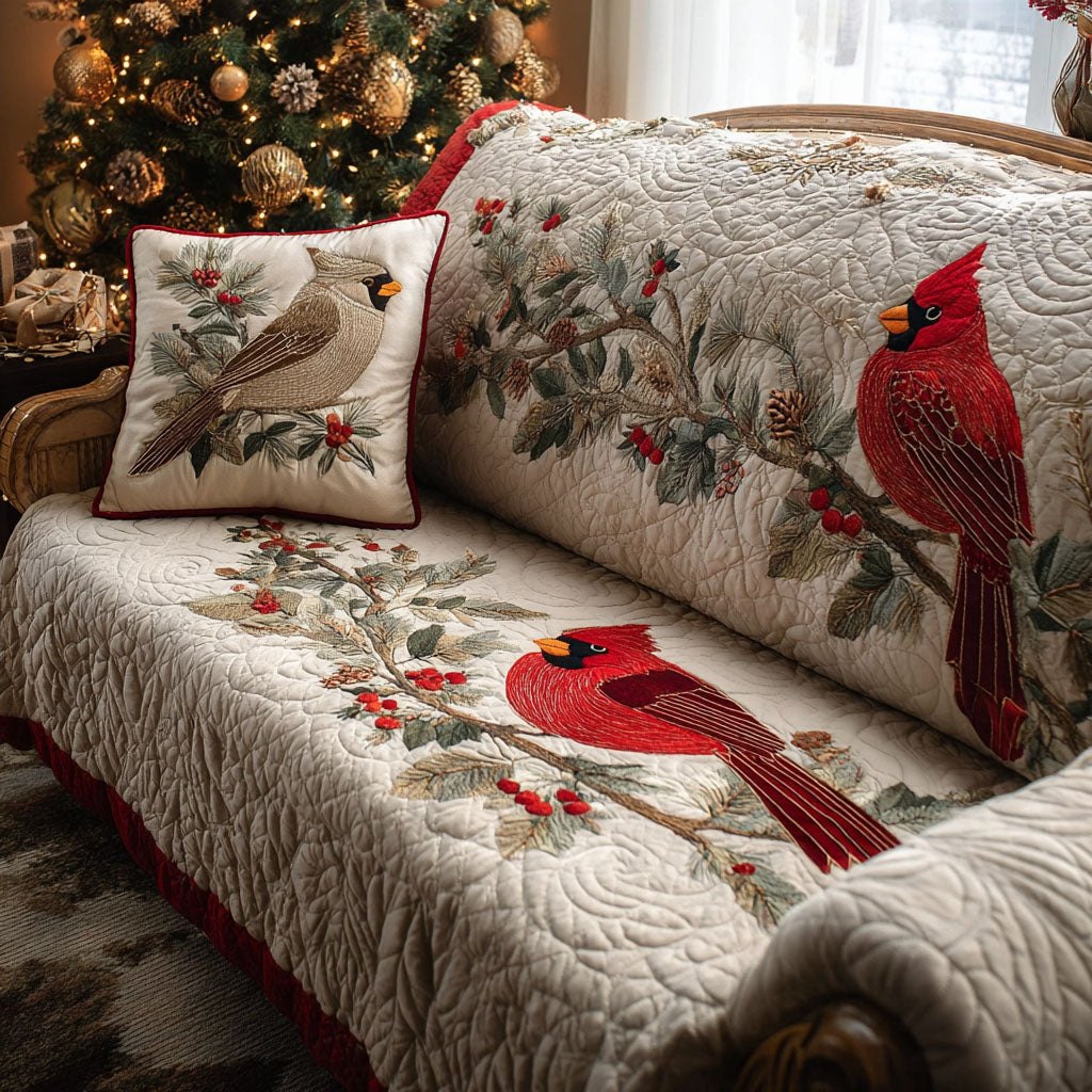Cardinal Beside Holly Leaf Corner Sofa Cover