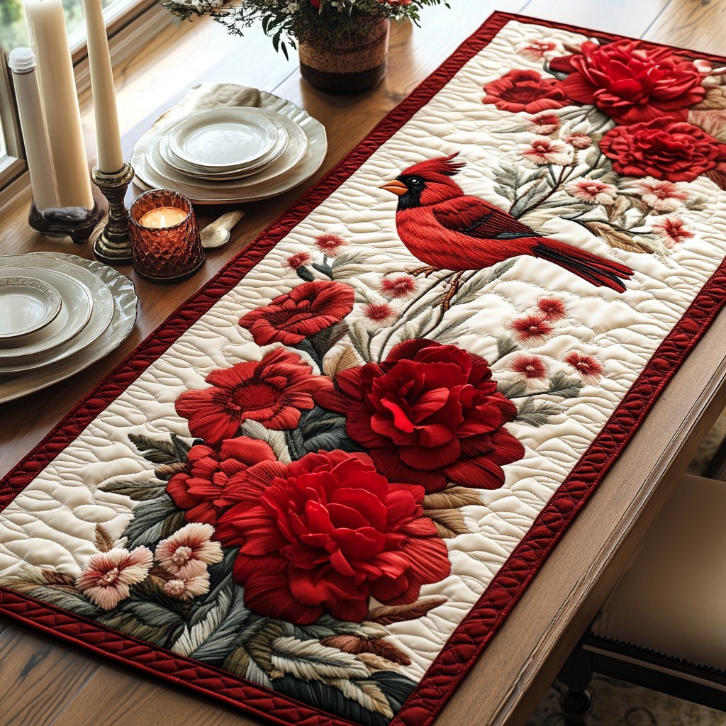 Cardinal Petals Table Runner