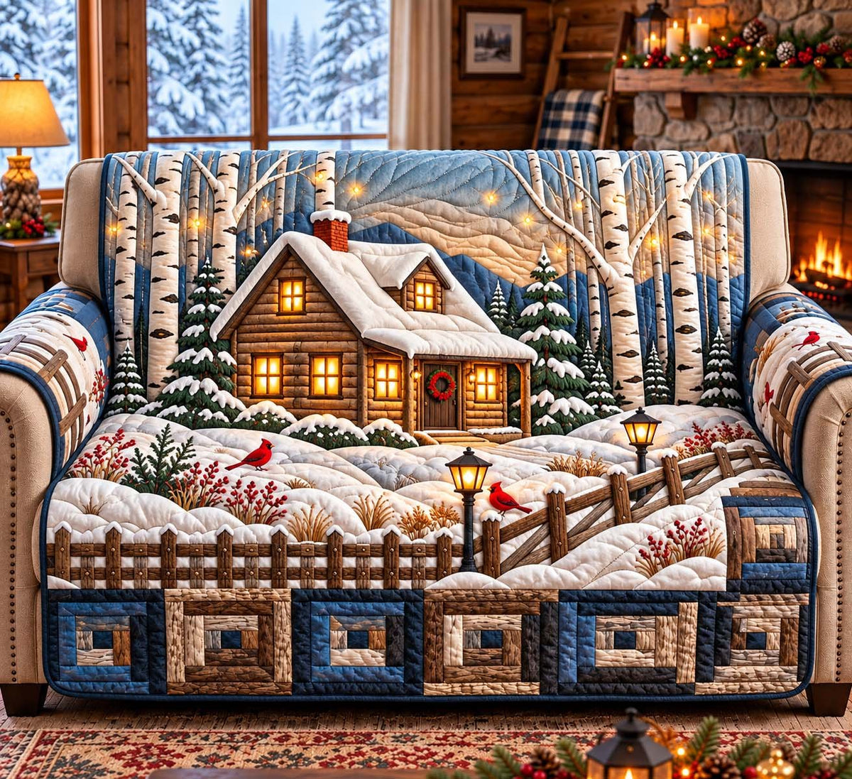 Cardinal Snow Cabin Sofa Cover