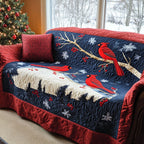 Cardinals in the Snowy Blue Forest Sofa Cover