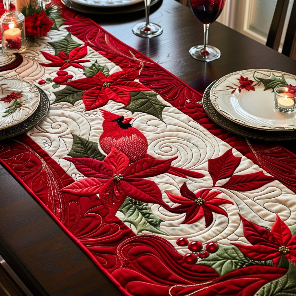 Cardinal Winter Garden Table Runner