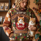 Coffee and Cats Solve Everything hoodie, all-over print