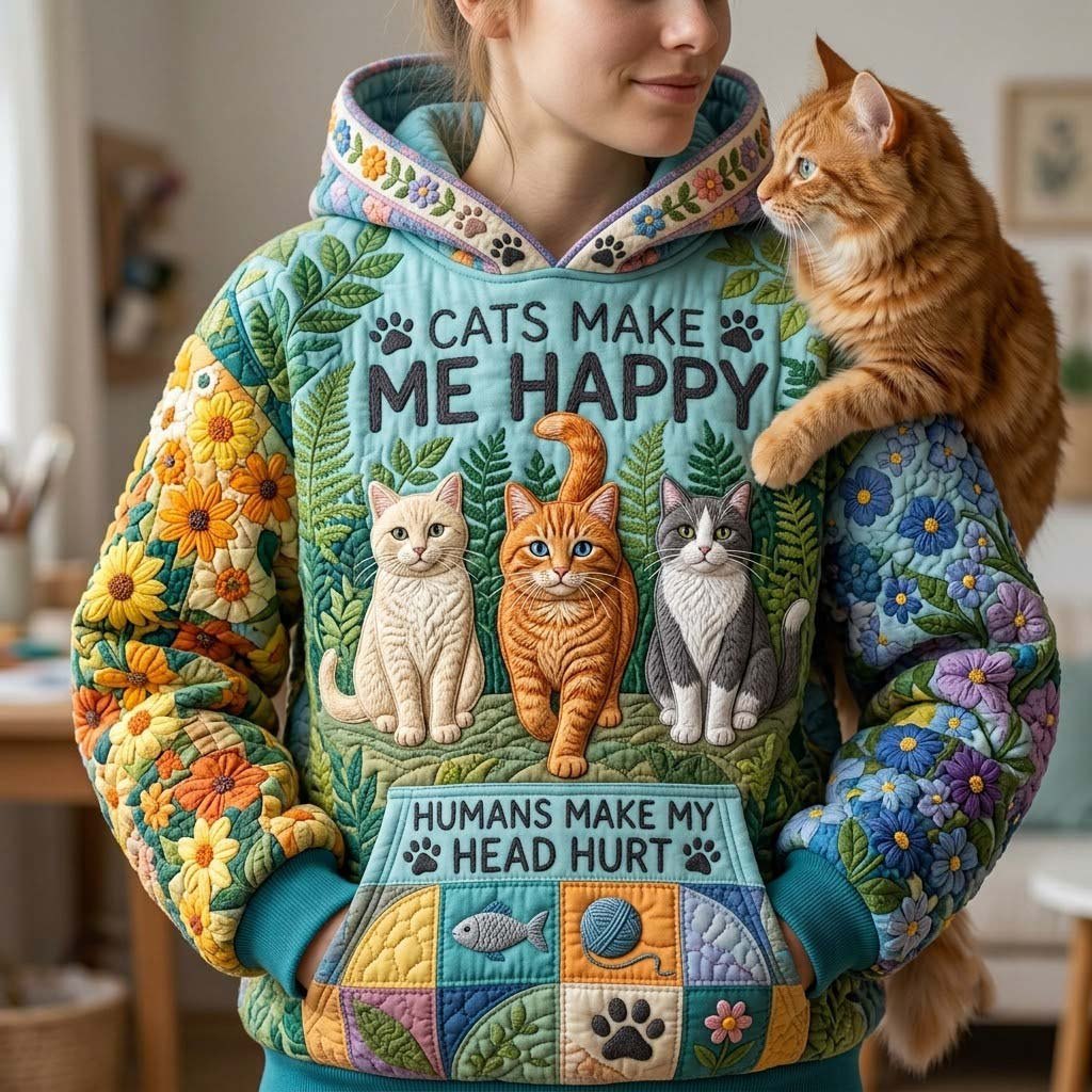 Cats Make Me Happy hoodie, all-over print