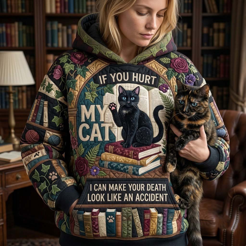 If You Hurt My Cat hoodie, all-over print