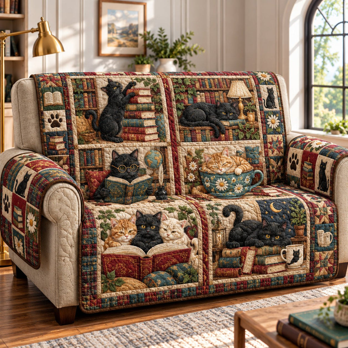 Cat Book Sanctuary Sofa Cover