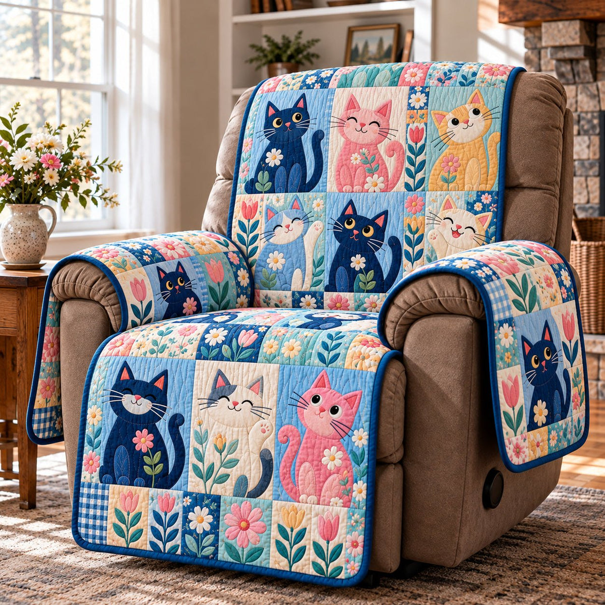 Cat Floral Sofa Cover