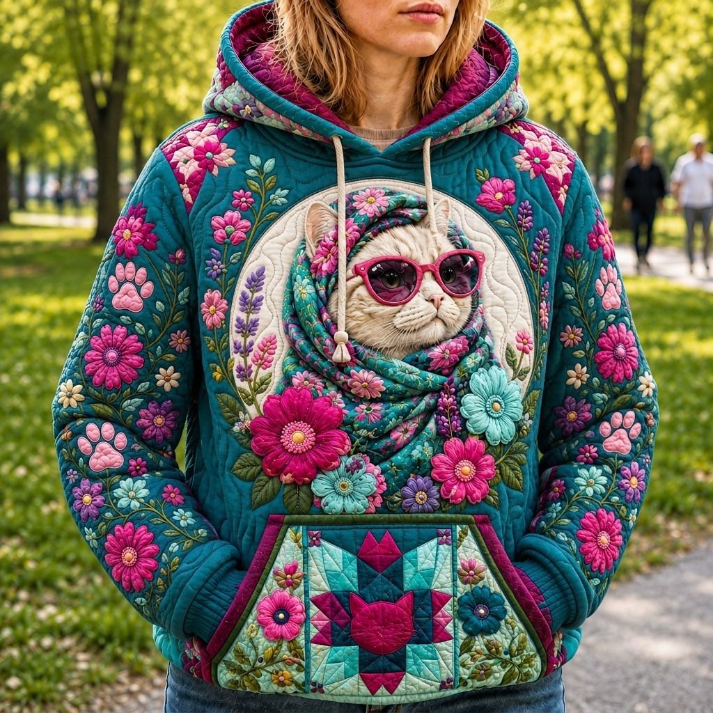 Cat Moonlit Garden hoodie, all-over print