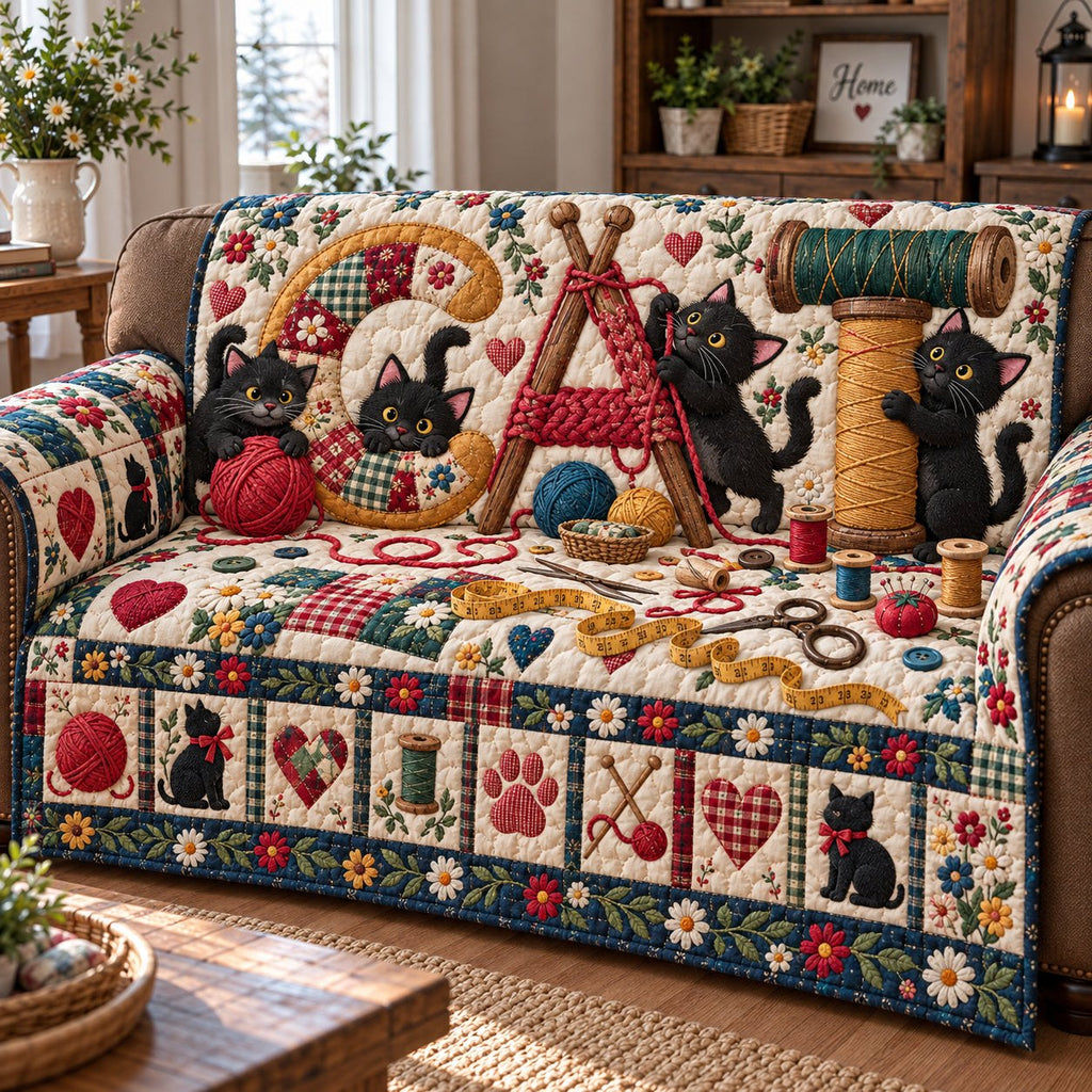 Cat Patchwork Charm Sofa Cover