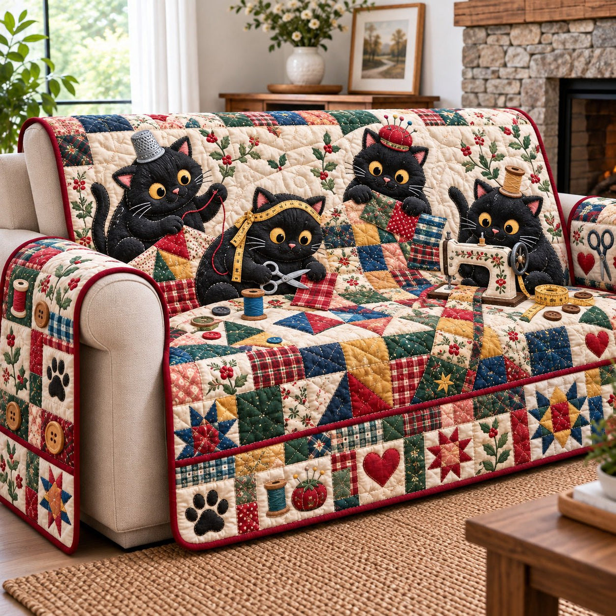 Cat Quilting Sofa Cover