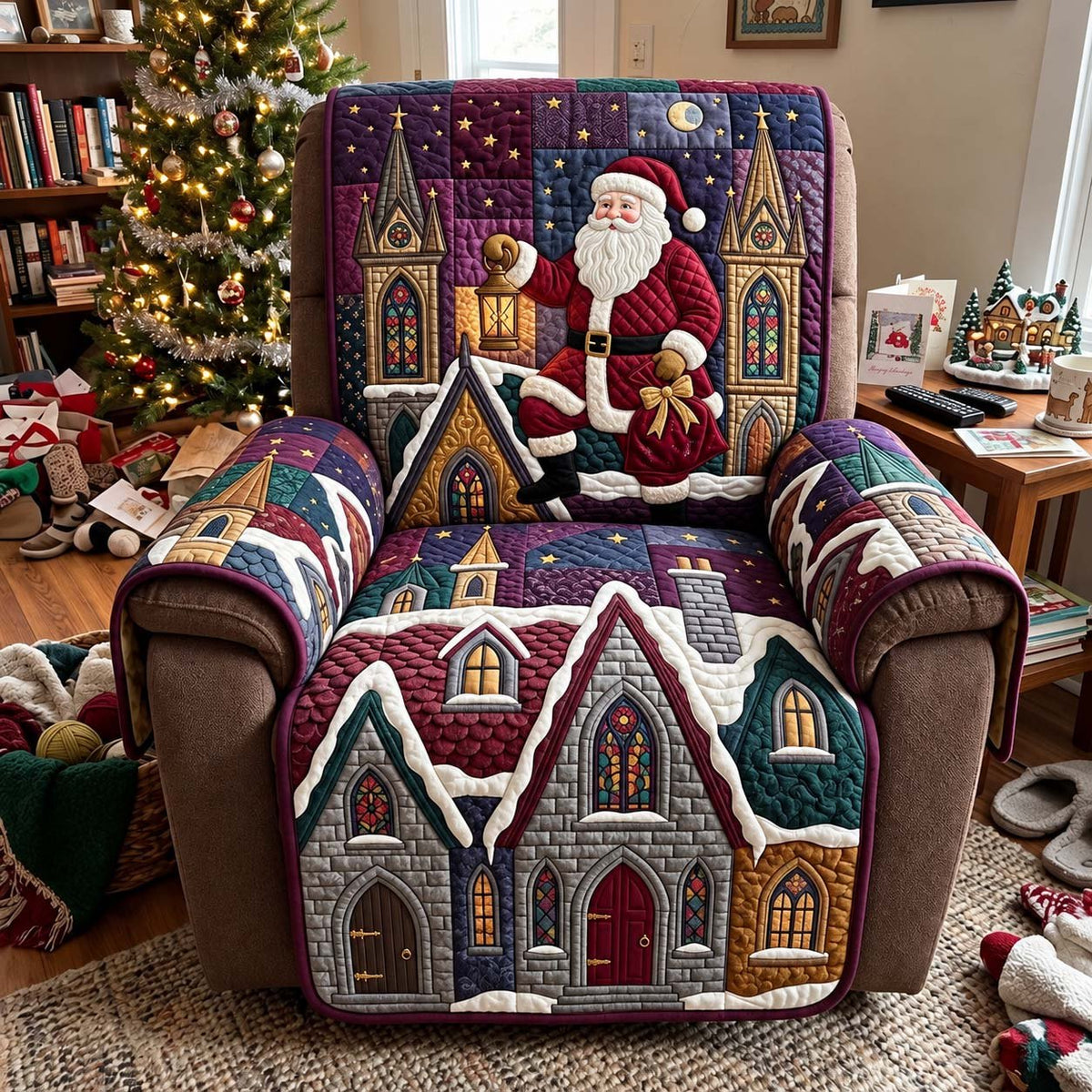 Cathedral Night of Santa Sofa Cover