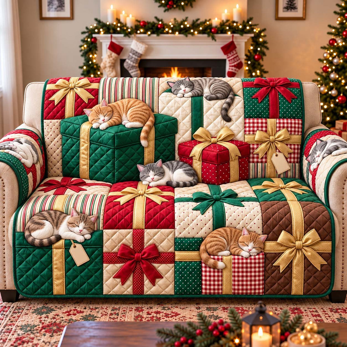 Cats Under the Gifts Sofa Cover