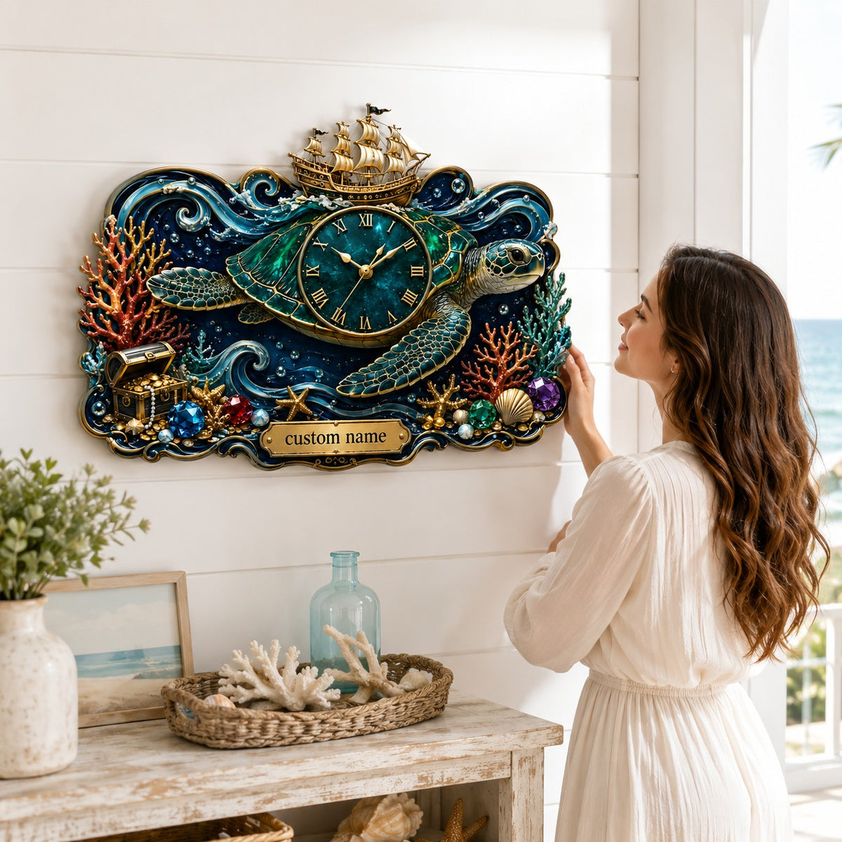 Personalized sea turtle clock — personalized with a custom name