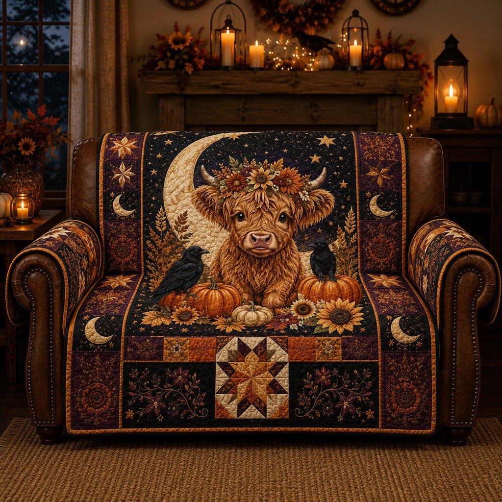 Celestial Midnight Highland Calf Sofa Cover
