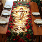 Risen Christ Above Red Roses Table Runner