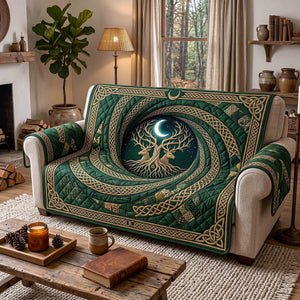 Green Celtic Spiral Moon Sofa Cover - Made to Order