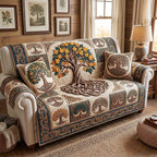 Autumn Leaf Tree Cream Sofa Cover