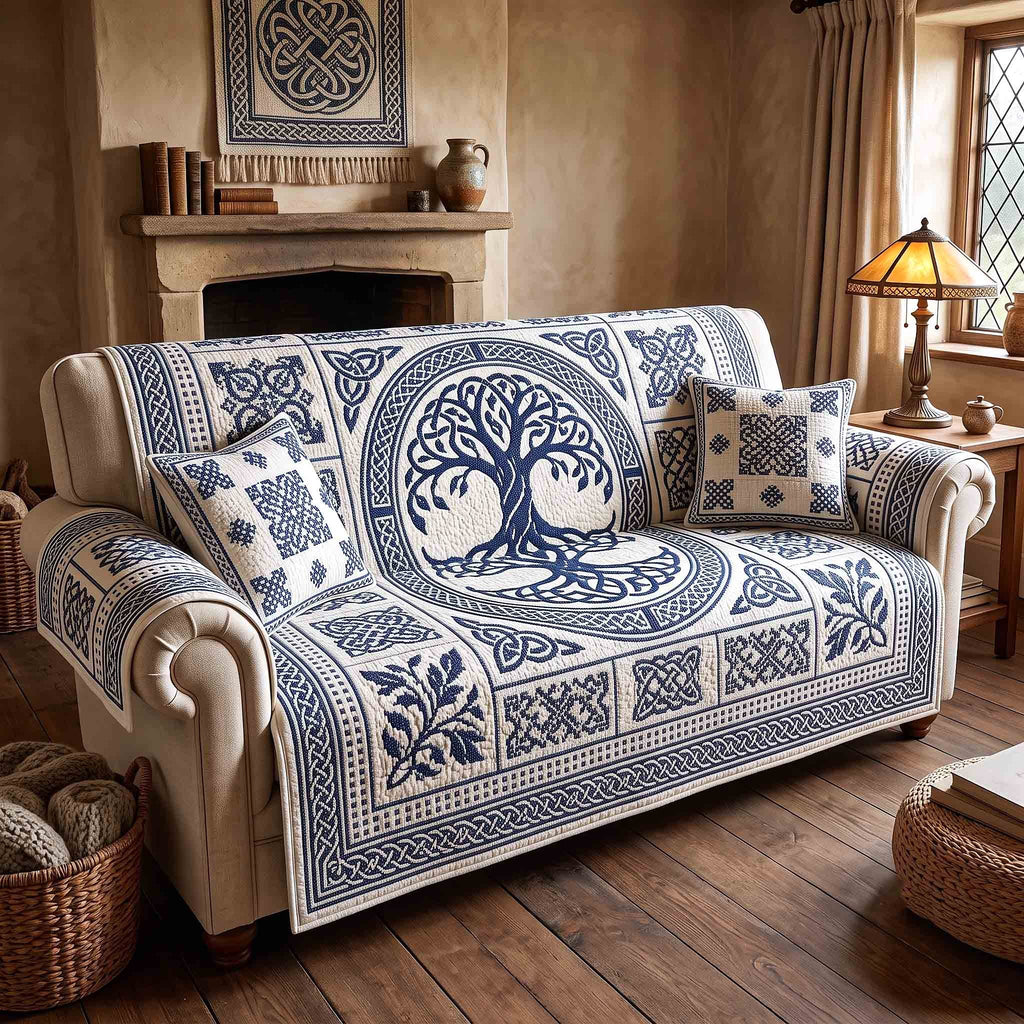 Blue Delft Tree Of Life Sofa Cover