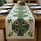 Celtic Cross with Shamrocks Table Runner