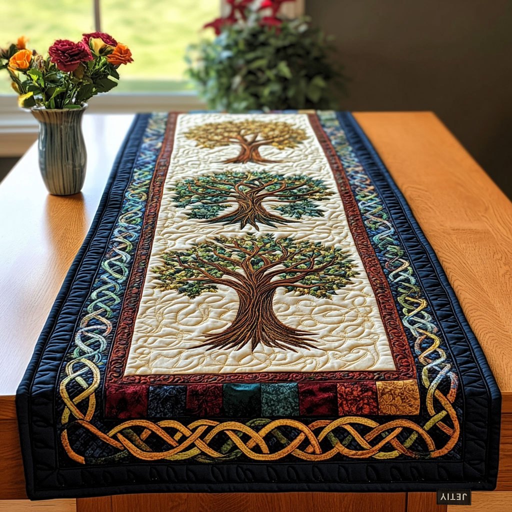 Three Trees with Celtic Border Table Runner