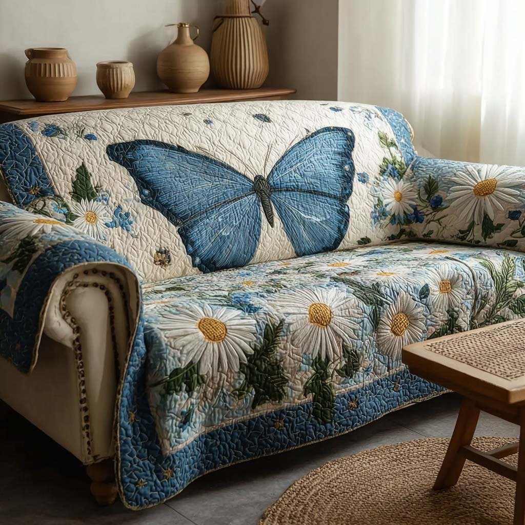 Cerulean Daisy Sofa Cover