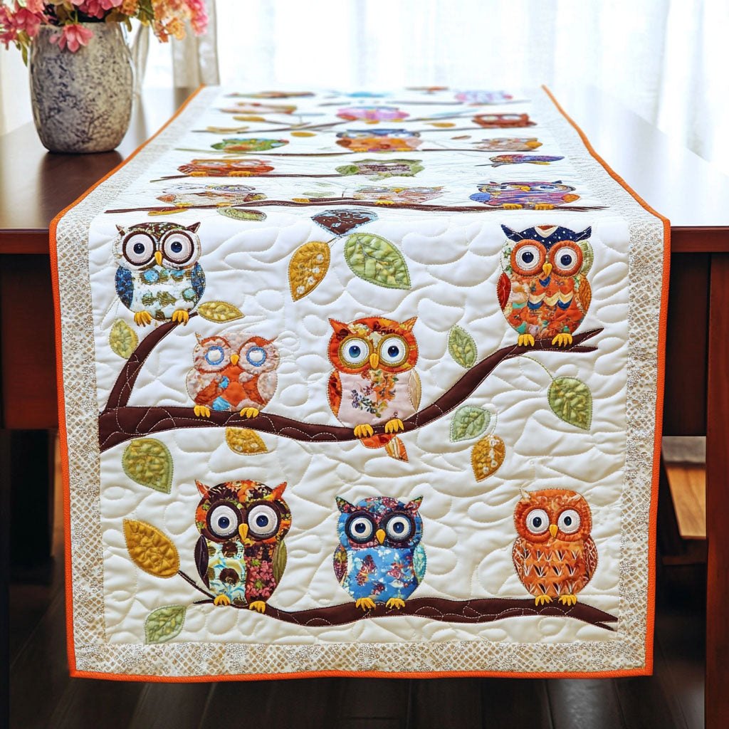 Charming Owls Perch Table Runner